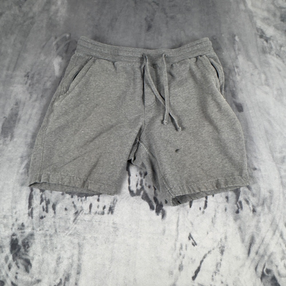 American Eagle Shorts Mens M Gray Fleece Drawstring Zipper Pockets 4654